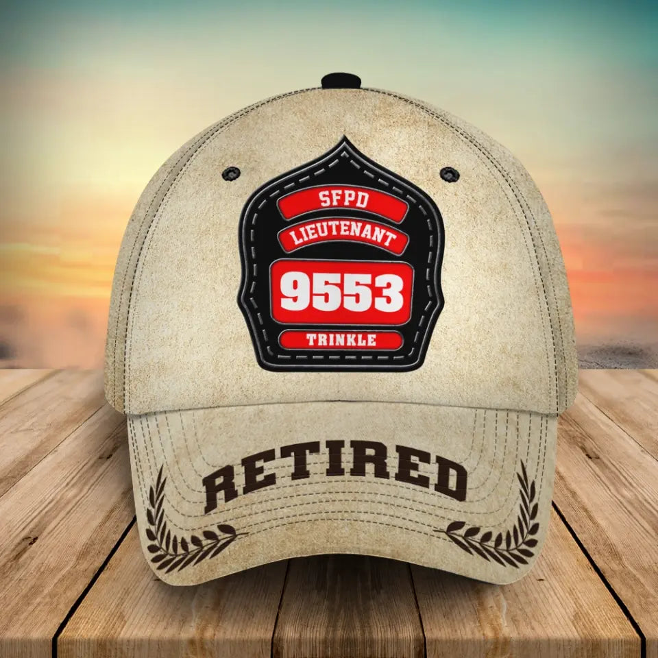 Personalized Retired US Firefighter ID & Department US Flag 3D Cap Printed AHVA241788