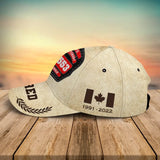 Personalized Retired Canadian Firefighter ID & Department Canada Flag 3D Cap Printed AHVA241788