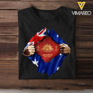 Personalized Australian Veteran Logo Australia Flag Custom Rank & Name T-shirt Printed LVA241749