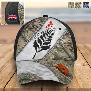 Personalized UK Veteran Camo Lest We Forget Cap 3D Printed QTVQ241814