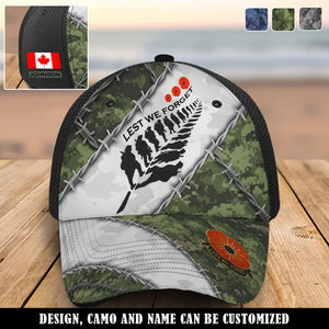 Personalized Canadian Veteran Camo Lest We Forget Cap 3D Printed QTVQ241814
