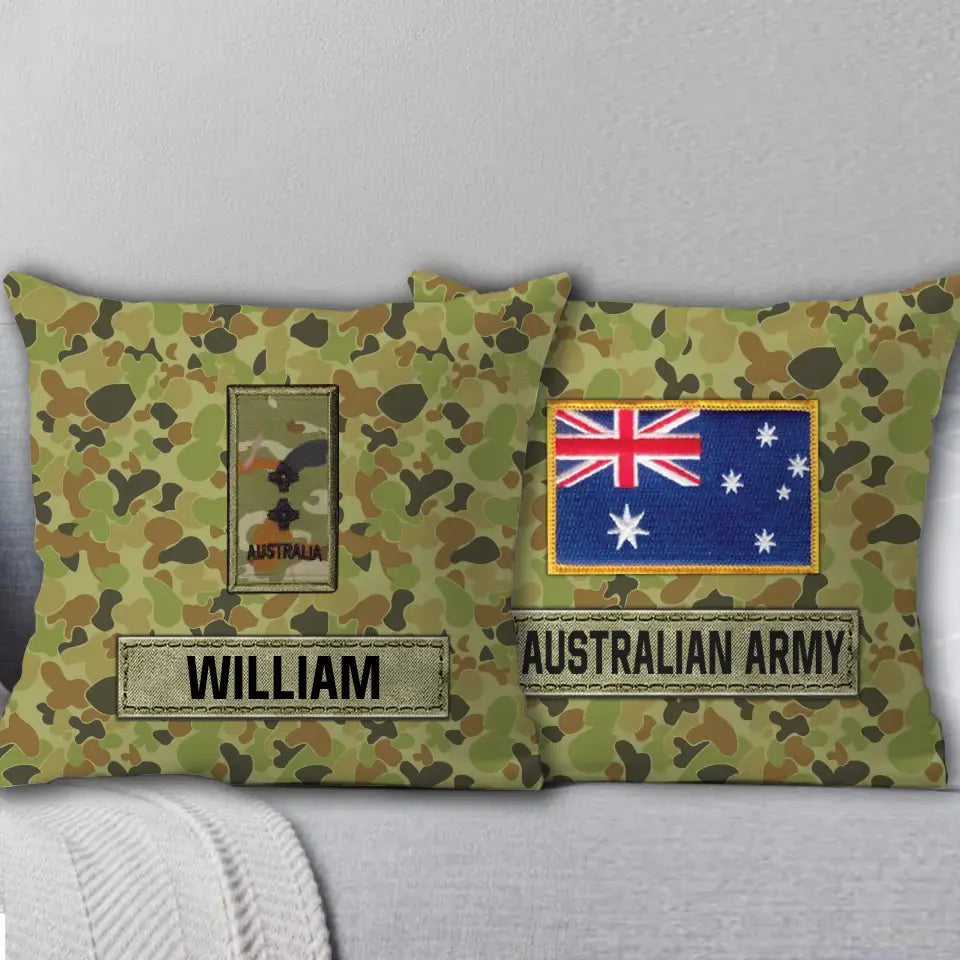 Personalized Australian Veteran Camo Custom Rank & Name Pillow Printed AHVA241808