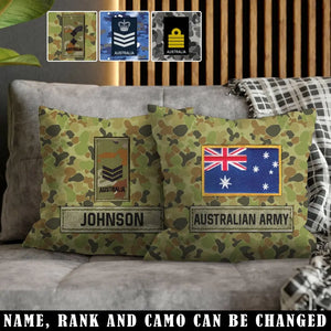 Personalized Australian Veteran Camo Custom Rank & Name Pillow Printed AHVA241808
