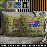 Personalized Australian Veteran Camo Custom Rank & Name Pillow Printed AHVA241808
