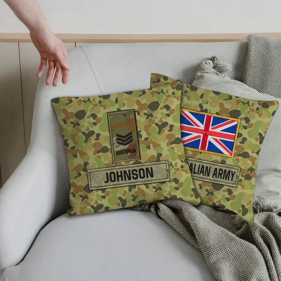 Personalized Australian Veteran Camo Custom Rank & Name Pillow Printed AHVA241808