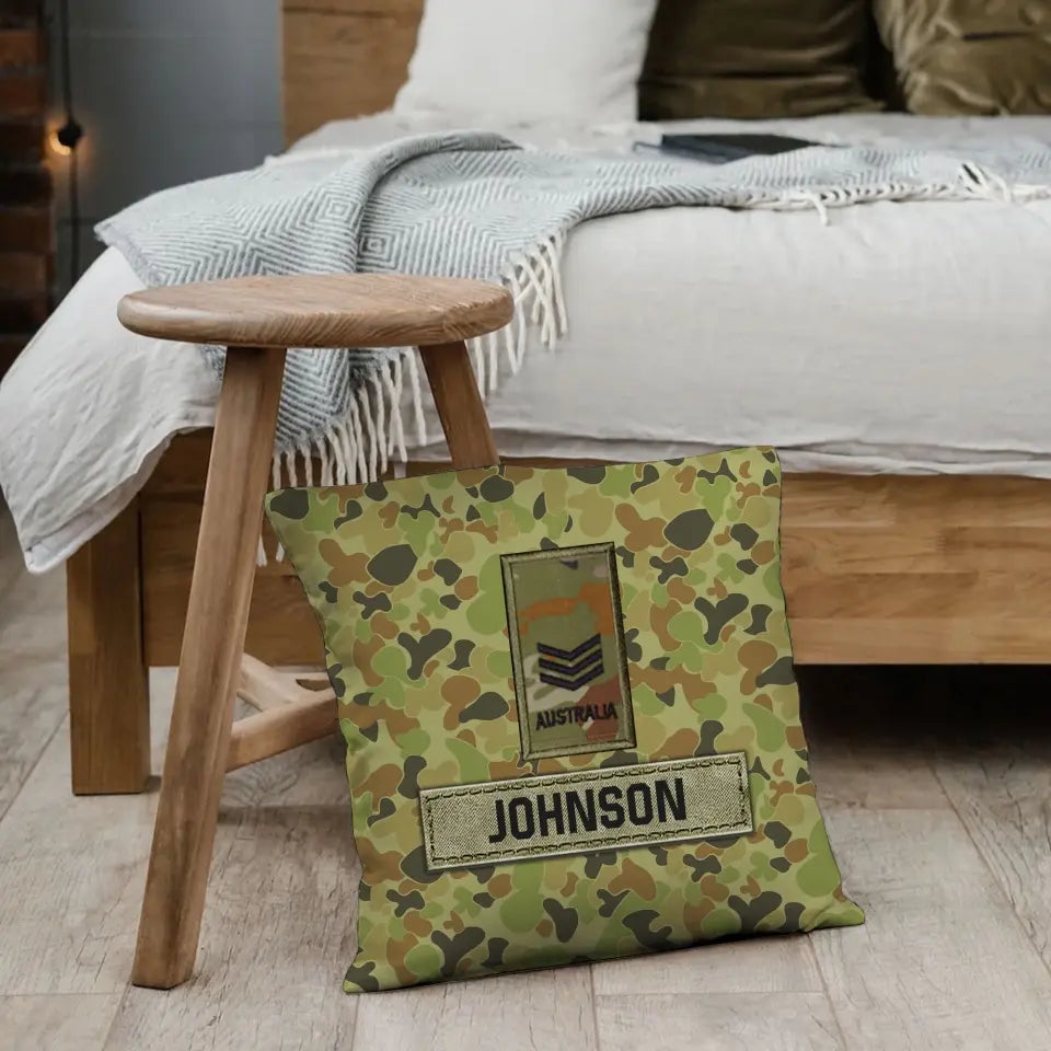 Personalized Australian Veteran Camo Custom Rank & Name Pillow Printed AHVA241808