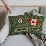 Personalized Canadian Veteran Camo Custom Rank & Name Pillow Printed AHVA241808