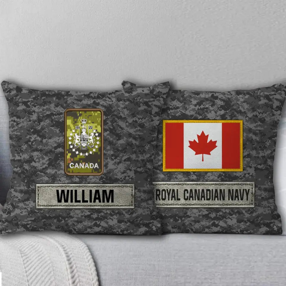 Personalized Canadian Veteran Camo Custom Rank & Name Pillow Printed AHVA241808