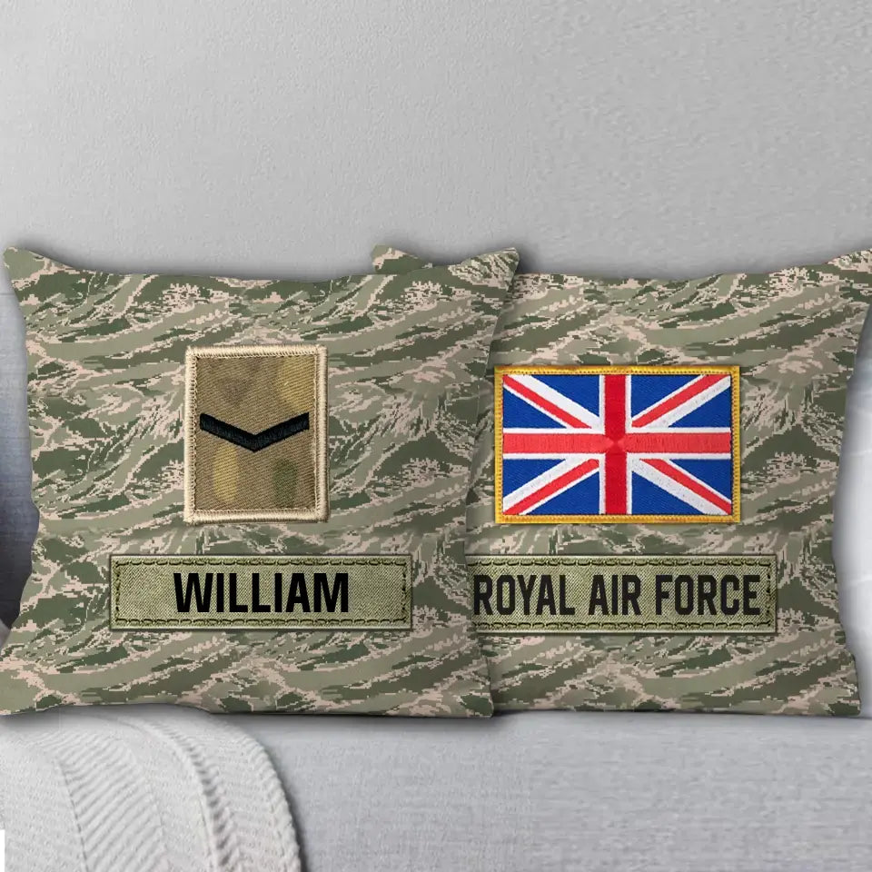 Personalized British Veteran Camo Custom Rank & Name Pillow Printed AHVA241808