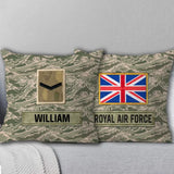 Personalized British Veteran Camo Custom Rank & Name Pillow Printed AHVA241808