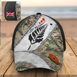 Personalized UK Veteran Camo Lest We Forget Cap 3D Printed QTVQ241814
