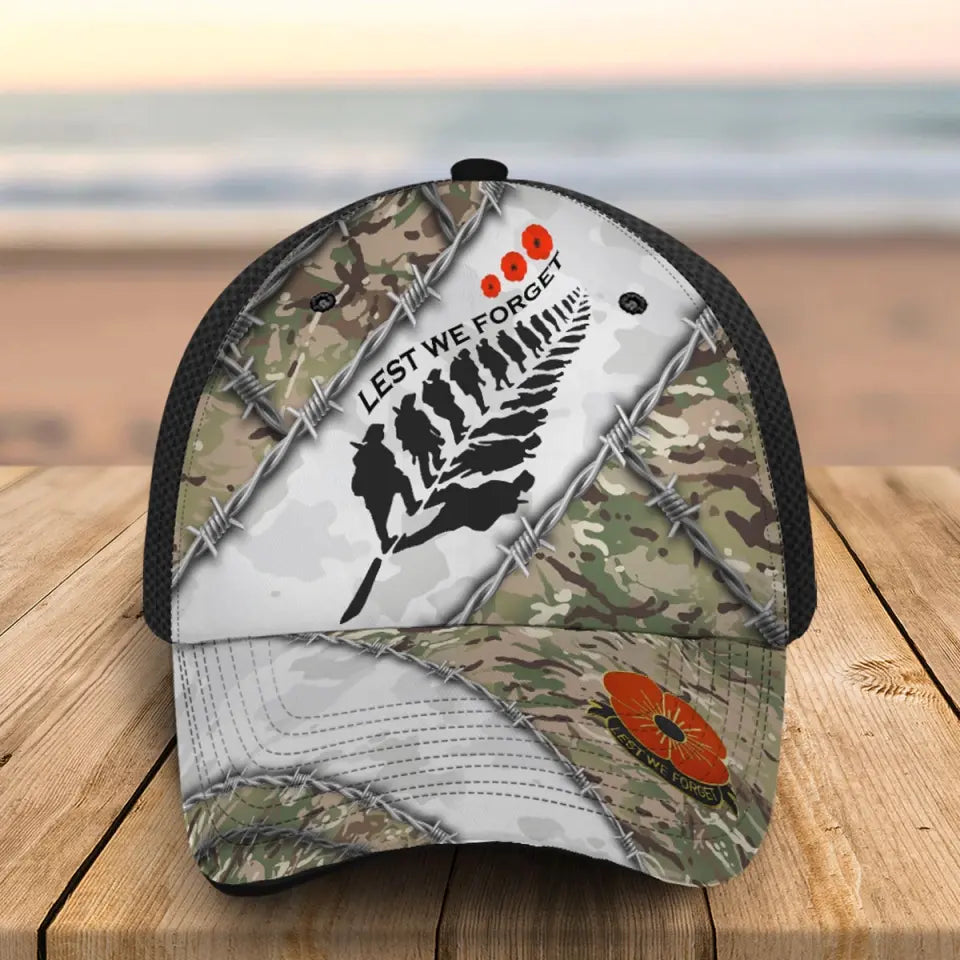Personalized UK Veteran Camo Lest We Forget Cap 3D Printed QTVQ241814