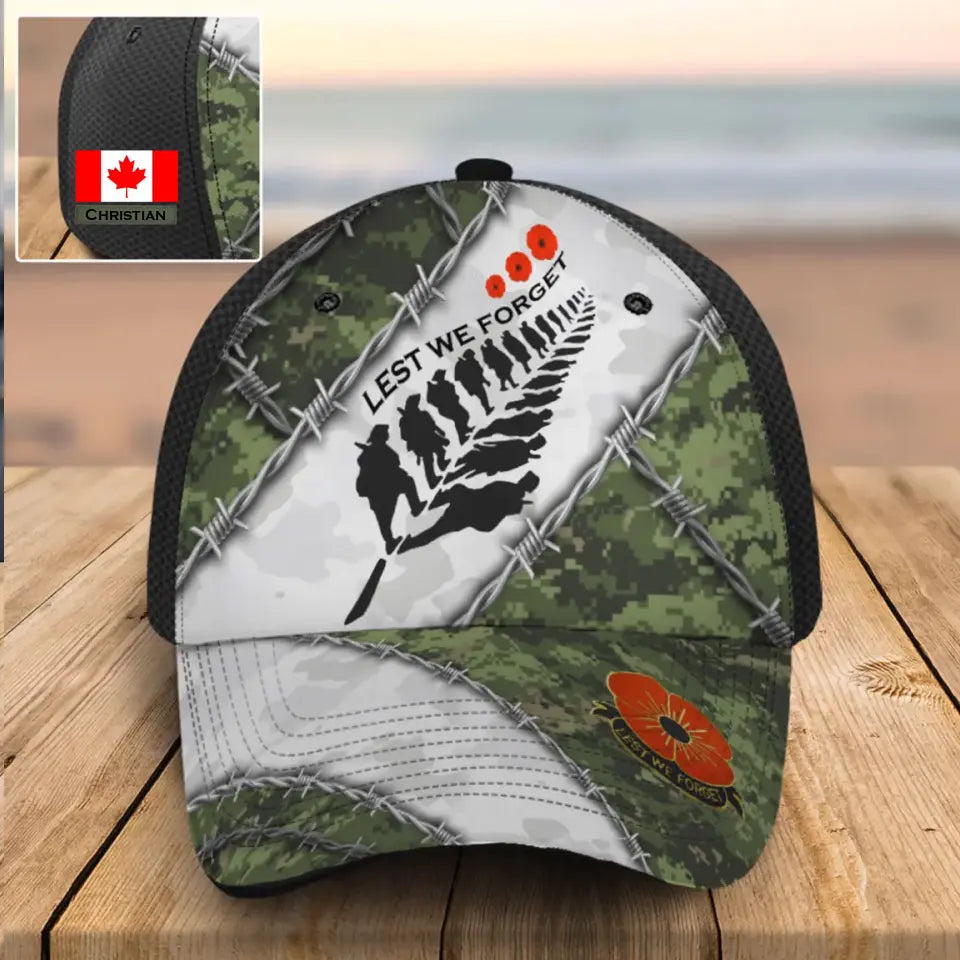 Personalized Canadian Veteran Camo Lest We Forget Cap 3D Printed QTVQ241814