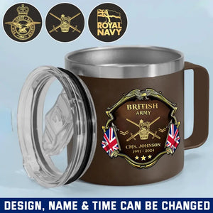 Personalized British Army Veteran Rank Gold & Service Time Coffee Cup 2D Printed AHHN241815