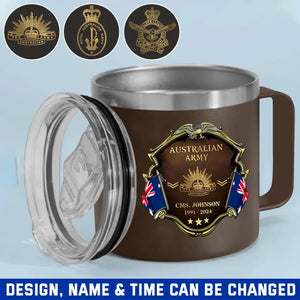 Personalized Australian Army Veteran Rank Gold & Service Time Coffee Cup 2D Printed AHHN241815