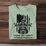 Personalized I Ride So I Don't Choke People Skull Motorbiker US Flag T-shirt Printed QTHN241824