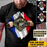 Personalized French Veteran Rank Camo French Flag T-shirt Printed LVA241823