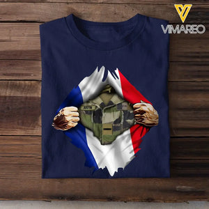 Personalized French Veteran Rank Camo French Flag T-shirt Printed LVA241823