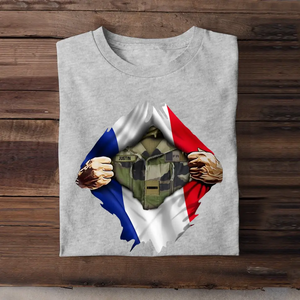 Personalized French Veteran Rank Camo French Flag T-shirt Printed LVA241823