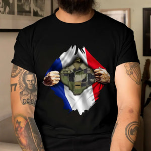 Personalized French Veteran Rank Camo French Flag T-shirt Printed LVA241823