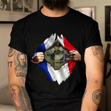 Personalized French Veteran Rank Camo French Flag T-shirt Printed LVA241823