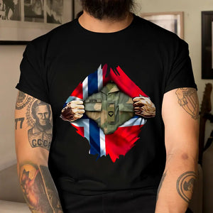 Personalized Norwegian Veteran Rank Camo Norwegian Flag T-shirt Printed LVA241823