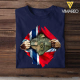 Personalized Norwegian Veteran Rank Camo Norwegian Flag T-shirt Printed LVA241823
