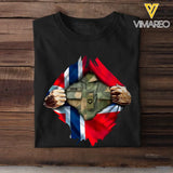 Personalized Norwegian Veteran Rank Camo Norwegian Flag T-shirt Printed LVA241823