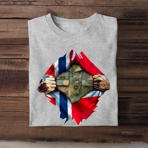 Personalized Norwegian Veteran Rank Camo Norwegian Flag T-shirt Printed LVA241823