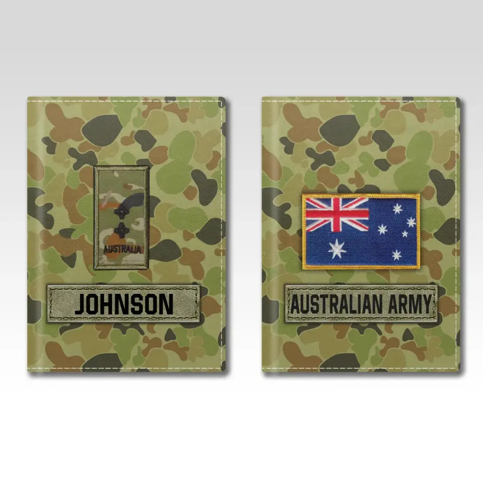 Personalized Australian Army Veteran Rank Camo & Name Passport Holder Printed AHVA241821