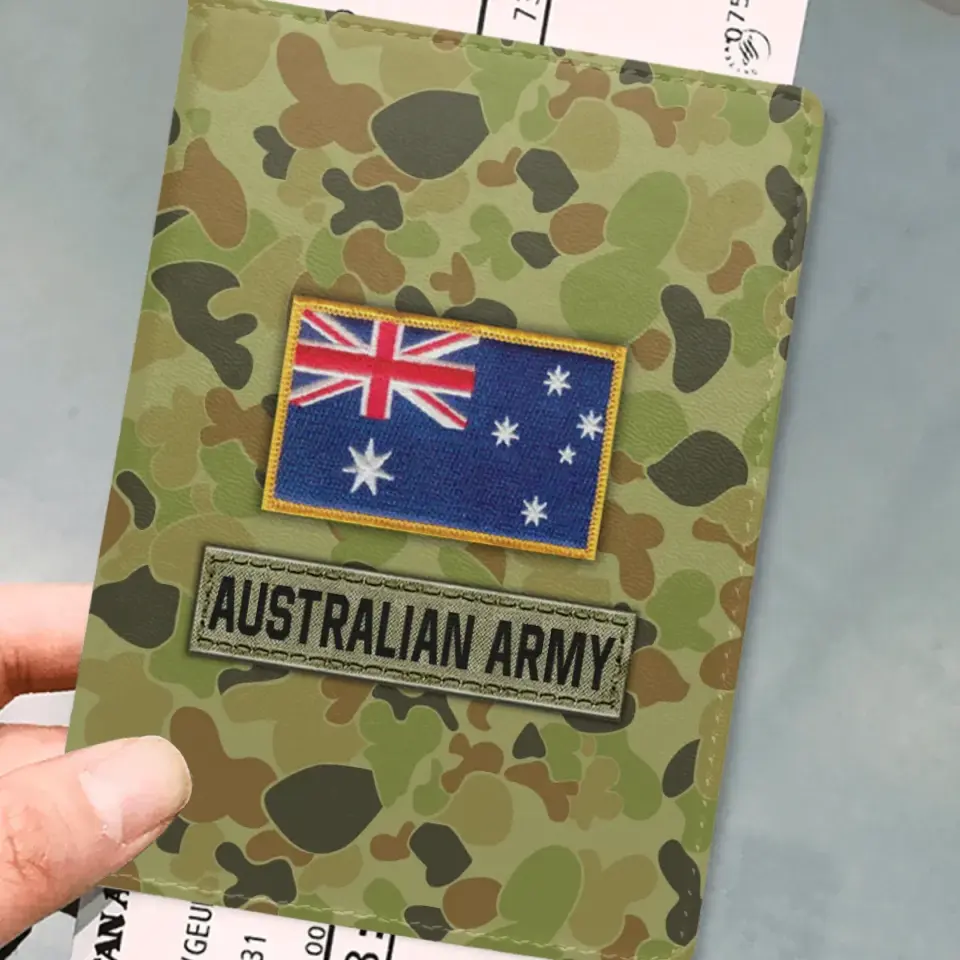 Personalized Australian Army Veteran Rank Camo & Name Passport Holder Printed AHVA241821