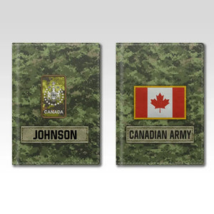 Personalized Canadian Army Veteran Rank Camo & Name Passport Holder Printed AHVA241821