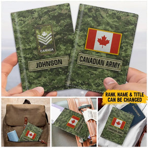 Personalized Canadian Army Veteran Rank Camo & Name Passport Holder Printed AHVA241821