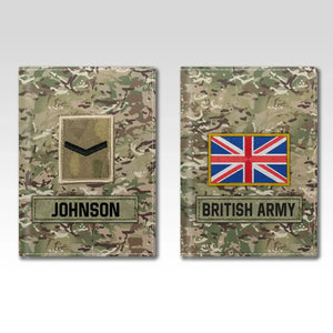 Personalized British Army Veteran Rank Camo & Name Passport Holder Printed AHVA241821
