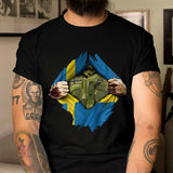 Personalized Swedish Veteran Rank Camo Swedish Flag T-shirt Printed LVA241823