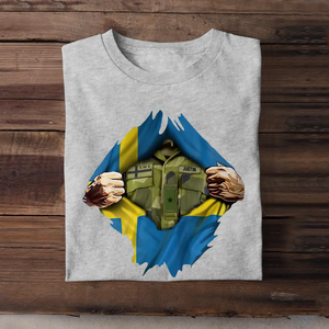 Personalized Swedish Veteran Rank Camo Swedish Flag T-shirt Printed LVA241823