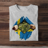 Personalized Swedish Veteran Rank Camo Swedish Flag T-shirt Printed LVA241823
