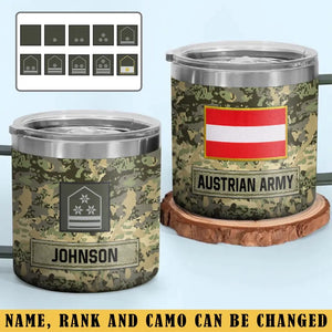 Personalized Austrian Army Veteran Rank Camo Coffee Cup Printed AHVA241826