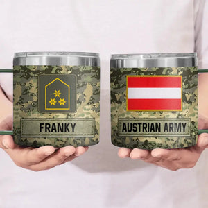 Personalized Austrian Army Veteran Rank Camo Coffee Cup Printed AHVA241826