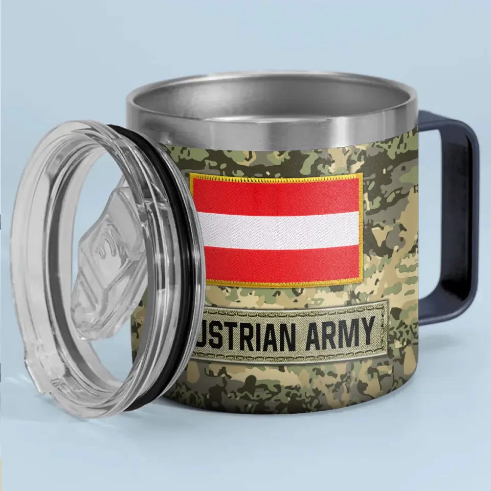 Personalized Austrian Army Veteran Rank Camo Coffee Cup Printed AHVA241826