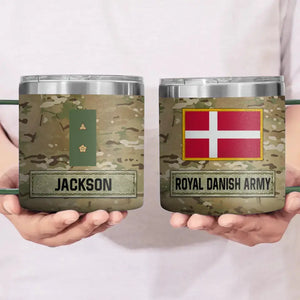 Personalized Danish Army Veteran Rank Camo Coffee Cup Printed AHVA241826