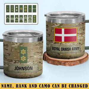 Personalized Danish Army Veteran Rank Camo Coffee Cup Printed AHVA241826