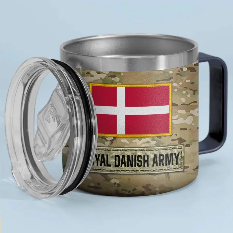 Personalized Danish Army Veteran Rank Camo Coffee Cup Printed AHVA241826