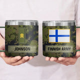Personalized Finnish Army Veteran Rank Camo Coffee Cup Printed AHVA241826