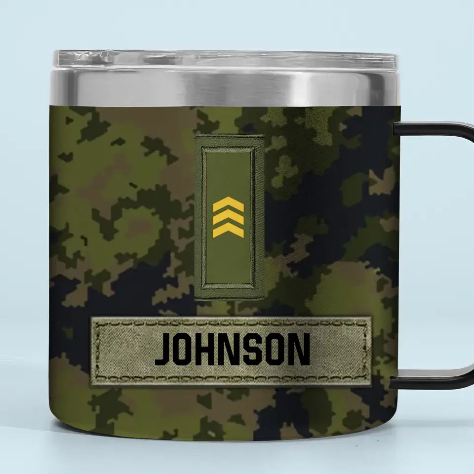Personalized Finnish Army Veteran Rank Camo Coffee Cup Printed AHVA241826