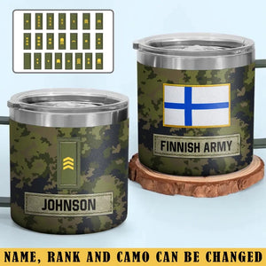 Personalized Finnish Army Veteran Rank Camo Coffee Cup Printed AHVA241826