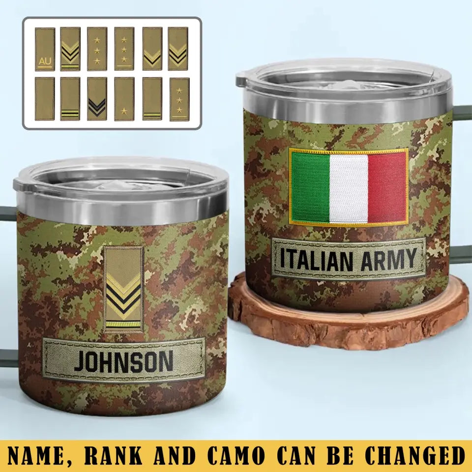 Personalized Italian Army Veteran Rank Camo Coffee Cup Printed AHVA241826