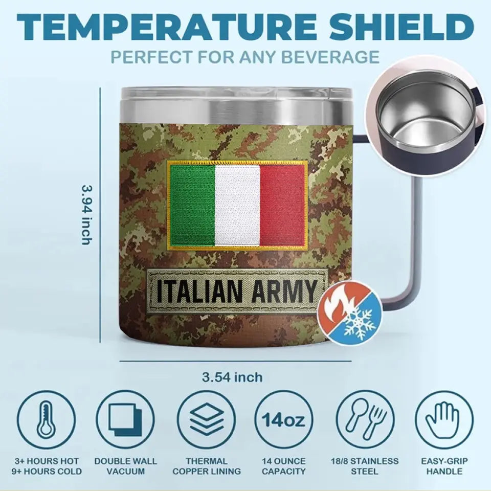 Personalized Italian Army Veteran Rank Camo Coffee Cup Printed AHVA241826