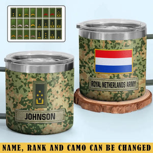 Personalized Netherlands Army Veteran Rank Camo Coffee Cup Printed AHVA241826