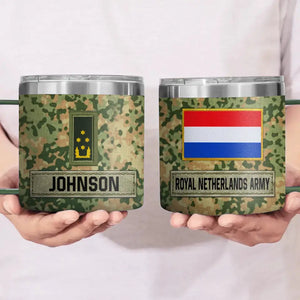 Personalized Netherlands Army Veteran Rank Camo Coffee Cup Printed AHVA241826